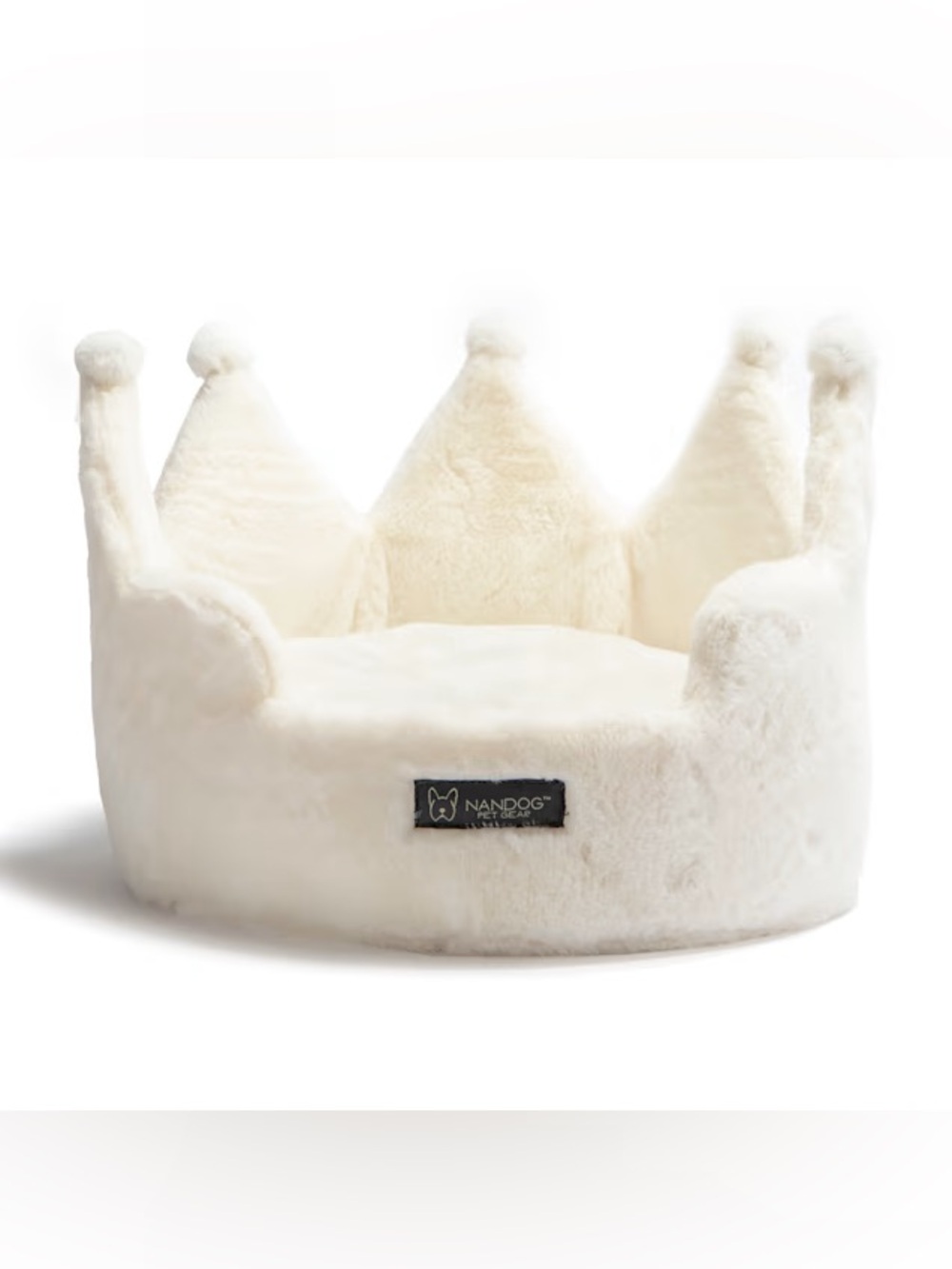 New Nandog Pet Gear Crown Dog Bed for Cats & Dogs Pearl White Ivory Cream, 16”